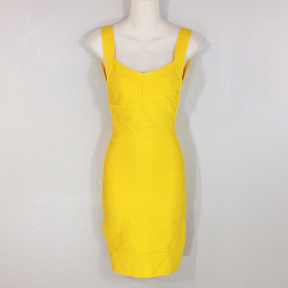 BCBGMaxazria yellow bandage dress